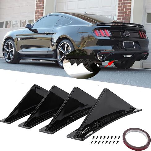 4PCS Universal Rear Diffuser Shark Fin Diffuser Kit Style Bumper, Bumper fins Diffuser Lip Wing Splitter Compatible with Honda Civic Accord Nissan VW Jetta adillac Audi Ford Chrysler in Saudi Arabia