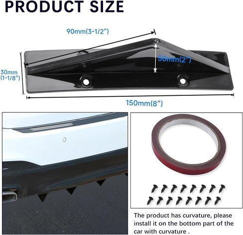 4PCS Universal Rear Diffuser Shark Fin Diffuser Kit Style Bumper, Bumper fins Diffuser Lip Wing Splitter Compatible with Honda Civic Accord Nissan VW Jetta adillac Audi Ford Chrysler in Saudi Arabia