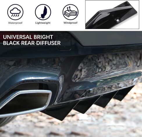4PCS Universal Rear Diffuser Shark Fin Diffuser Kit Style Bumper, Bumper fins Diffuser Lip Wing Splitter Compatible with Honda Civic Accord Nissan VW Jetta adillac Audi Ford Chrysler in Saudi Arabia