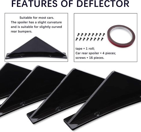 4PCS Universal Rear Diffuser Shark Fin Diffuser Kit Style Bumper, Bumper fins Diffuser Lip Wing Splitter Compatible with Honda Civic Accord Nissan VW Jetta adillac Audi Ford Chrysler in Saudi Arabia