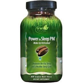 Irwin Naturals قوة للنوم PM - 60 الهلام الناعم السائل - مع الميلاتونين ، Gaba ، Ashwagandha ، Valerian Root & L -theanine - 30 حصص