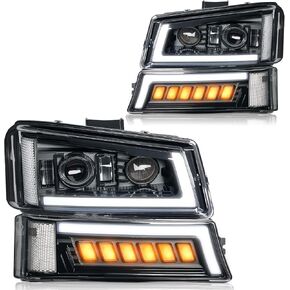 BDFHYK LED Headlights Assembly Compatible with 2003-2006 Chevy Silverado Avalanche Compatible with 07 Silverado 1500 Accessories DRL, Turn Signal Lights,High/Low Beam with Bulbs, Side Marker