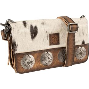 STS Ranchwear Vaquero Evie Organizer STS-34153 Western Zippered Leather Crossbody Wallet w/ 24 Card Slots, Cowhide/Tan