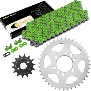 Caltric Green Drive Chain And Sprockets Kit Compatible with Kawasaki Kfx400 Ksf400A 2003 2004 2005 2006