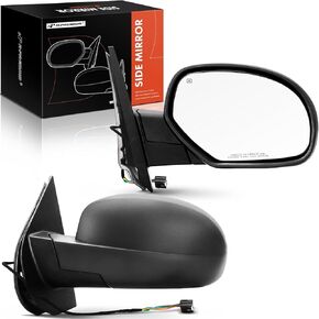 A-Premium 2-PC Towing Mirrors Compatible with Chevy & GMC Models, Silverado 1500 2500 HD, Tahoe, Suburban, Sierra, Yukon XL, 2007-2014 - Manual Folding Heated Black - with Power Glass - Side Mirrors