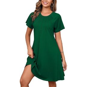 Heymoments Women's Summer Short Sleeve Crew Neck Midi Dresses Casual T-Shirt Sundress with Pockets