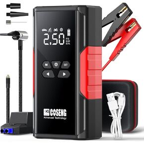 J26 Portable Car Jump Starter مع ضاغط الهواء ، و 3500A 12V للبطارية للبطارية (جميع الغاز وما يصل إلى 6.0 لتر محركات الديزل) ، 150psi تضخم الإطارات ، وكابلات الطائر الذكي ، ومصباح طوارئ 3 ووضع