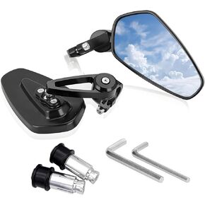 Motorcycle Bar End Mirrors - Rear View Side Mirror 7/8" 22mm for Most Honda Grom MSX125 CB500F Z125 pro-Z650 Z750 Z800 MT-03 MT-09 MT-10 FZ-07 FZ-10 (for Standard hollow 7/8 inch diameter handlebars)