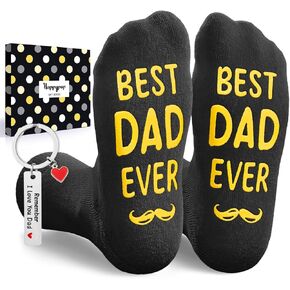 HAPPYPOP Cool Gifts For Men - Husband Dad Gifts, Funny Socks For Him With Keychain