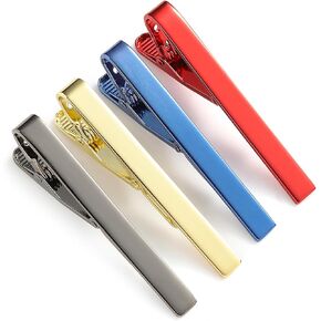 FM FM42 Tie Clips for Men Classic Gold/Red/Gun black/Navy Tie Clip Set Suit Accessories（4 Pcs）