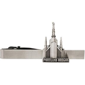 Silver Tie Clip by Ringmasters | LDS Temple Tie Clips for Men with Antique Silver Finish | Suit Accessories for Weddings, Church, & Formal Events | Versatile Tie Pin, (Portland Oregon)