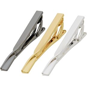 Tie Clips for Men, Black Glod Silver Tie Bar Set for Regular Ties, With Luxury Gift Box and Greeting card, Wedding Business Tie Pin Clips