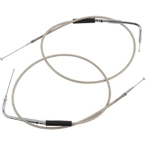 51-1/2" Throttle Idle Cable Stainless Steel Braided Throttle Cable Wire Kit Compatible with Harley Road King Dyna Softail FLH FLT 1996-2007 FXD FLST FXST 1996-2010