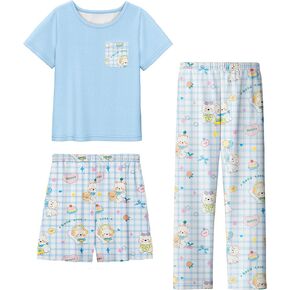 LQSZ Girls Pajamas Set Summer Girl Gifts Toddler PJs Short Sleeves Girls' Nightgowns & Sleep Shirts with Pocket 2-12 Years