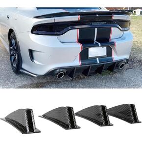 4PCS Universal Rear Diffuser Shark Fin Diffuser Kit Style Bumper, Bumper fins Diffuser Lip Wing Splitter Compatible with Honda Civic Accord Nissan VW Jetta adillac Audi Ford Chrysler