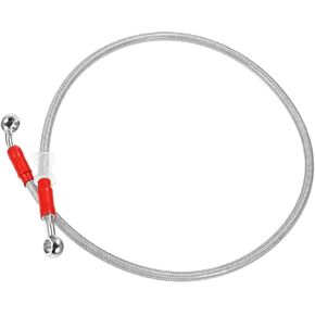 Motoforti 80cm 31.5" Length 10mm ID Motorcycle Hydraulic Brake Line Oil Hose Pipe 28° 0° Stainless Steel Braided Cable for ATV Motocross Sport Bikes Silver Tone Long-lasting