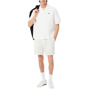 Lacoste Men's Adjustable Waffle Knit Shorts, White, Large