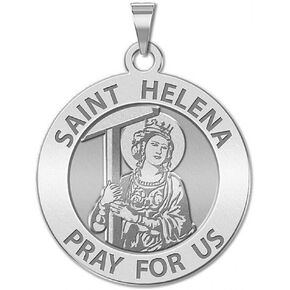 PicturesOnGold.com Saint Helena Round Religious Medal - Available in Solid 14K Yellow or White Gold, or Sterling Silver
