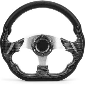 Universal Steering Wheel, Carbon Fiber D shaped Flat bottom Steering Wheel, 320mm 12.5 Racing Drift with Horn Button, PVC Leather Grip