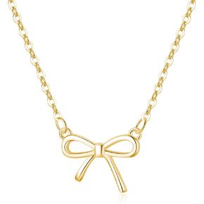 SLUYNZ 925 Sterling Silver Bow Necklace Choker for Women Mother Wife Bow Ribbon Pendant Necklace Chain Minimalist