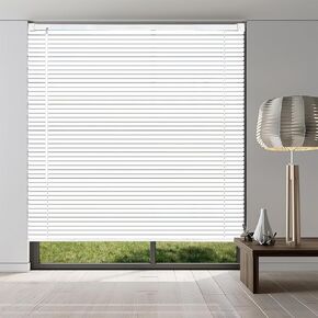 1" Cordless Mini Blinds, White Vinyl Horizontal Light Filtering Blinds, 26" W x 36" H, Indoor Window Blinds for Office, Kitchen, Bathroom, Living Room
