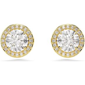 أقراط Swarovski una stud ، قطع مستديرة ، نغمة ذهبية ، نغمة الذهب.
