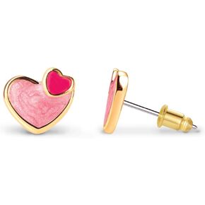 GIRL NATION Cutie Enamel Stud Earrings for Girls Ages 5 and Up, Hypoallergenic Earrings in Heart 2 Heart Design