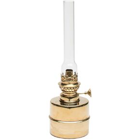 Kings County Tools Large Antique-Style Extra-Bright Oil Lamp | Brass Body and Glass Chimney | 4" Wide by 13" High