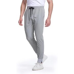 Men's Lightweight Quick Dry Joggers Travel Athletic Outdoor Running Pants with Card Pocket and Zipper Cuff