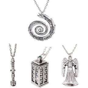 4 حزمة قلادة مختلفة wibbly timey wimey قلادة 11th دكتور سونيك مفك البراغي pewter الانتهاء من قلادة القلادة مستوحاة ثلاثية الأبعاد.