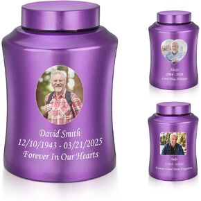 SOITIS Purple Stainless Steel Butterfly Urn for Ashes - 8.27 Inches Decorative Cremation Urn with Engraved Memorial Design, Adult Keepsake Urn with Velvet Bag, Sympathy Gift for Loved Ones
