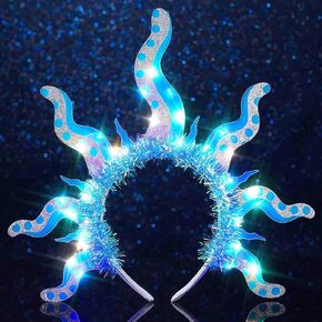 DRESBE Light Up Halo Headband LED Ocean Octopus Cosplay Headbands Glow Sea Party Hair Accessories for Women