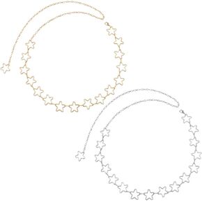 2pcs Women's Star Waist Chain, Adjustable Body Chains Gold Silver Chain Star Punk Pocket Chain Star Jean Chain Western Belly Chains Belt Body Chains Jewelry for Men Women