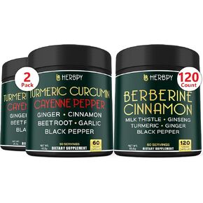 حزمة 7in1 الكركمين الكركم و 7in1 berberine HCL - مكملات لصحة الجهاز الهضمي وصحة القلب والمناعة