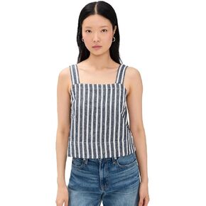 Madewell Women's Square Neck Top in Linen Blend Stripe