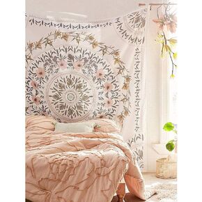 Simpkeely Sketched Floral Medallion Tapestry, Bohemian Mandala Wall Hanging Tapestries, Indian Art Print Mural for Bedroom Living Room Dorm Home Décor 69 x 90 Inches (Mauve)