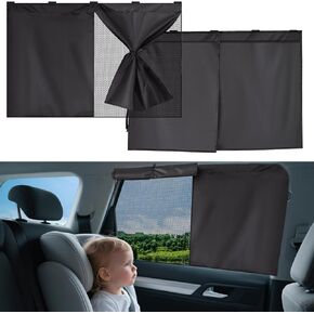 Magnetic Car Window Shades - Dual-Layer Sun Protection Car Curtains for Rear Side Windows, Enhanced UV Block, Strong Magnets, Easy Installation Side Window Sun Shade Fits Most Cars (2 PCS)