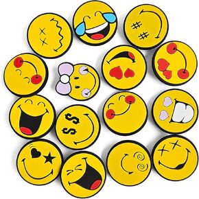 Smileyworld المسؤول المرخص 15pcs Smiley Face Shoes Charms Happy Face Shoe Charms لزينة الأحذية