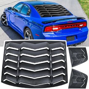 Rear+Side Window Louver for Dodge Charger 2011-2024 SXT GT R/T Scat Pack SRT Hellcat Widebody Redeye Daytona Windshield Sun Shade Cover GT Lambo Style Accessories All Weather ABS (Matte Black)