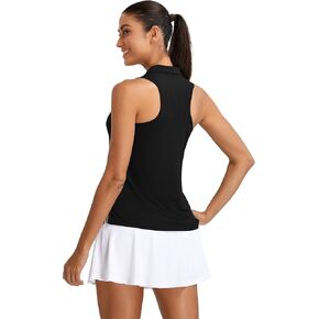 قمصان بولو غولف Mathcat Womens ، بلا أكمام 1/4 Zip Upf 50+ Tennis Tank Top ، Racerback مع قميص رياضي ذي طوق سريع جاف