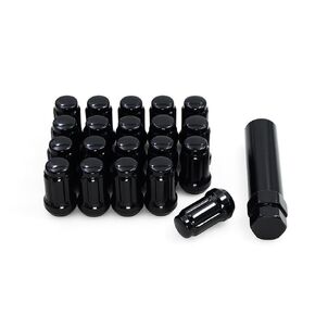 49034BKC-07-20AM Black Chrome M12x1.50 Spline Lug Nut with Key, 20 Pack