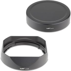 Haoge Lens Hood Metal Square Bayonet for Fujinon Fujifilm XF33mm F1.4 R WR Lens, Fuji XF 33mm f/1.4 R LM WR Hood Shade,with Metal Front Cap
