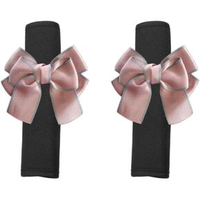 Cute Bow Car Seat Belt Cover Pads, 2 PCS Soft Auto Seatbelt Shoulder Pad, Universal Seatbelt Covers for Women, Comfortable Driving Compatible with All Cars (Black)