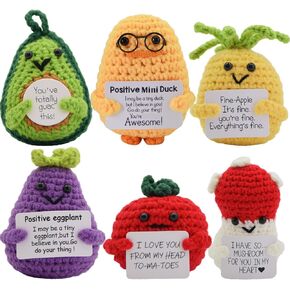 JoyChoi Positive Crochet Potato Animals - Emotional Support Mini Duck & Shark Plush, Cute & Funny Birthday, Anniversary, Christmas, Graduation Gifts, Office or Room Desk Decor for Women Men 2 PCS