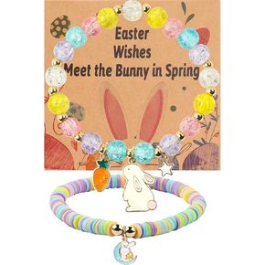 Easter Braclets Basket Bunny Gifts, First Communion Baptism Confirmation Christian Easter Gifts for Gir Daughter Granddaughter