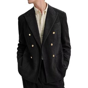 Bakerbear Men Suits 2 Piece Corduroy Peaked Lapel Slim Fit Business Formal Tuxedos Suit for Wedding Prom Jacket Pants Set