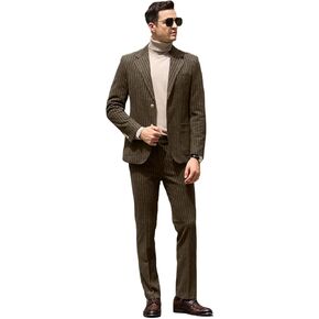 بدلة رجال نحيفة ملائمة 2 قطعة كلاسيكية بدلات تويد pinstripe للرجال الزفاف أعمال سروال السترة السترة