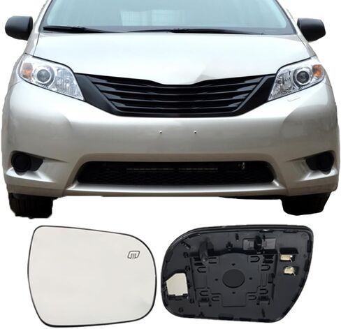 Passenger Side Mirror Replacement Glass for TOYOTA Sienna 2011-2019,Heated Right Side View Mirror Glass for 2011 2012 2013 2014 2015 2016 2017 2018 2019 TOYOTA Sienna. in Saudi Arabia