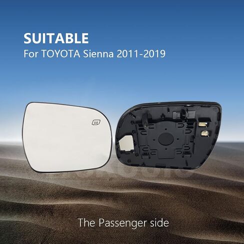 Passenger Side Mirror Replacement Glass for TOYOTA Sienna 2011-2019,Heated Right Side View Mirror Glass for 2011 2012 2013 2014 2015 2016 2017 2018 2019 TOYOTA Sienna. in Saudi Arabia