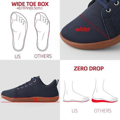 للرجال أحذية حافية القدمين أحذية رياضية سهلة الارتداء بمقدمة واسعة للمشي بدون قطرة نعل للجري أحذية رياضية للتمرين في صالة الألعاب الرياضية كاجوال in Kuwait